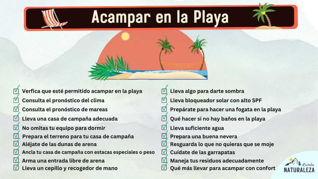 checklist para acampar en la playa
