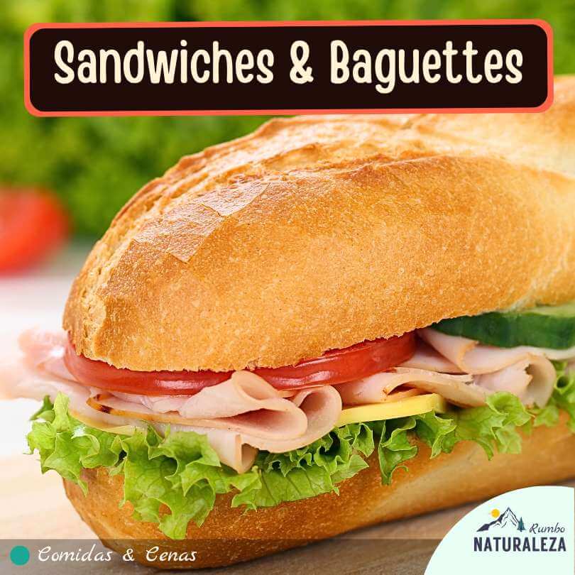 sandwiches y baguettes para cenar en el camping