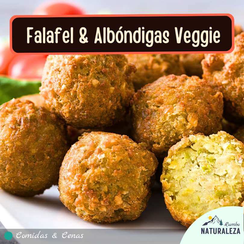 falafel o albóndigas veggie como opción vegana para cenar en un camping