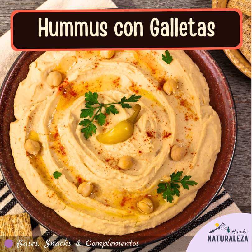 hummus con galletas para snack de campamento